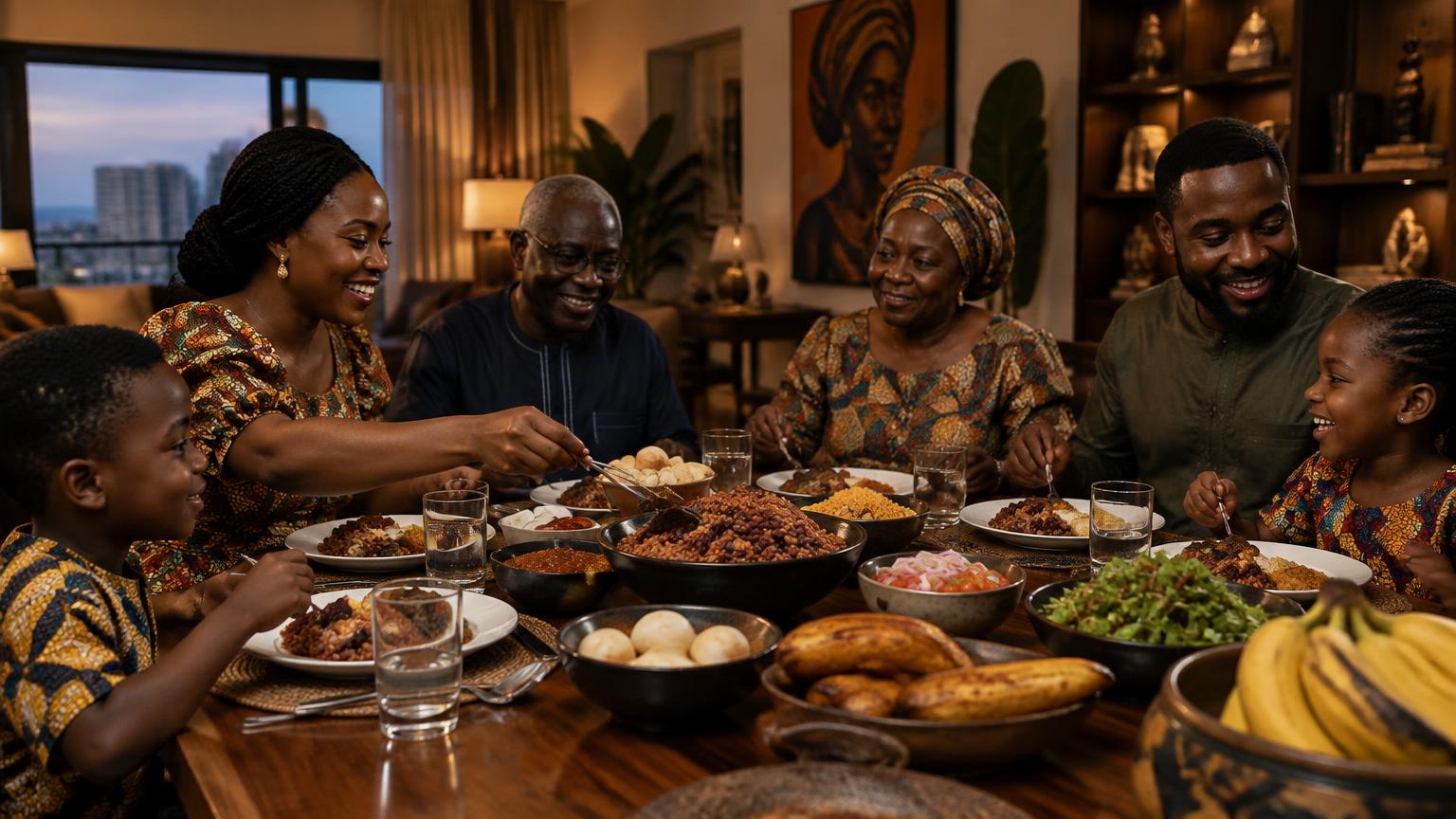 Ghana family sharing a meal